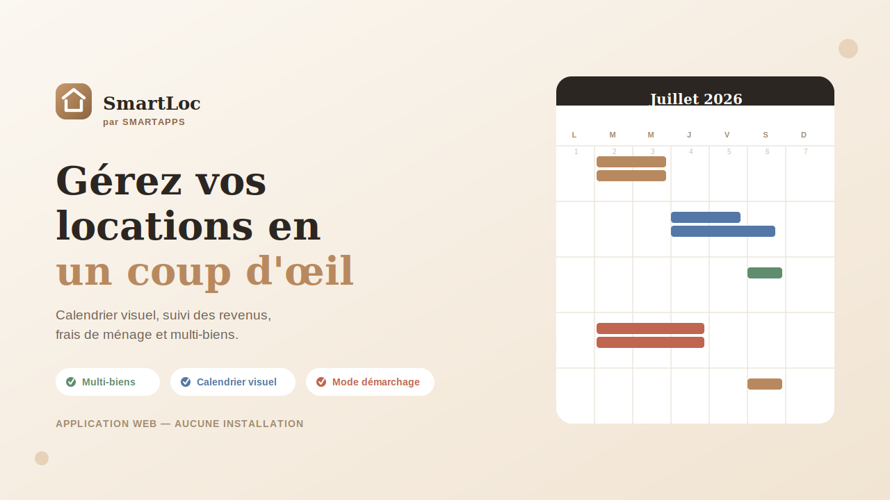 Apercu SmartLoc - Gestion des locations SmartApps