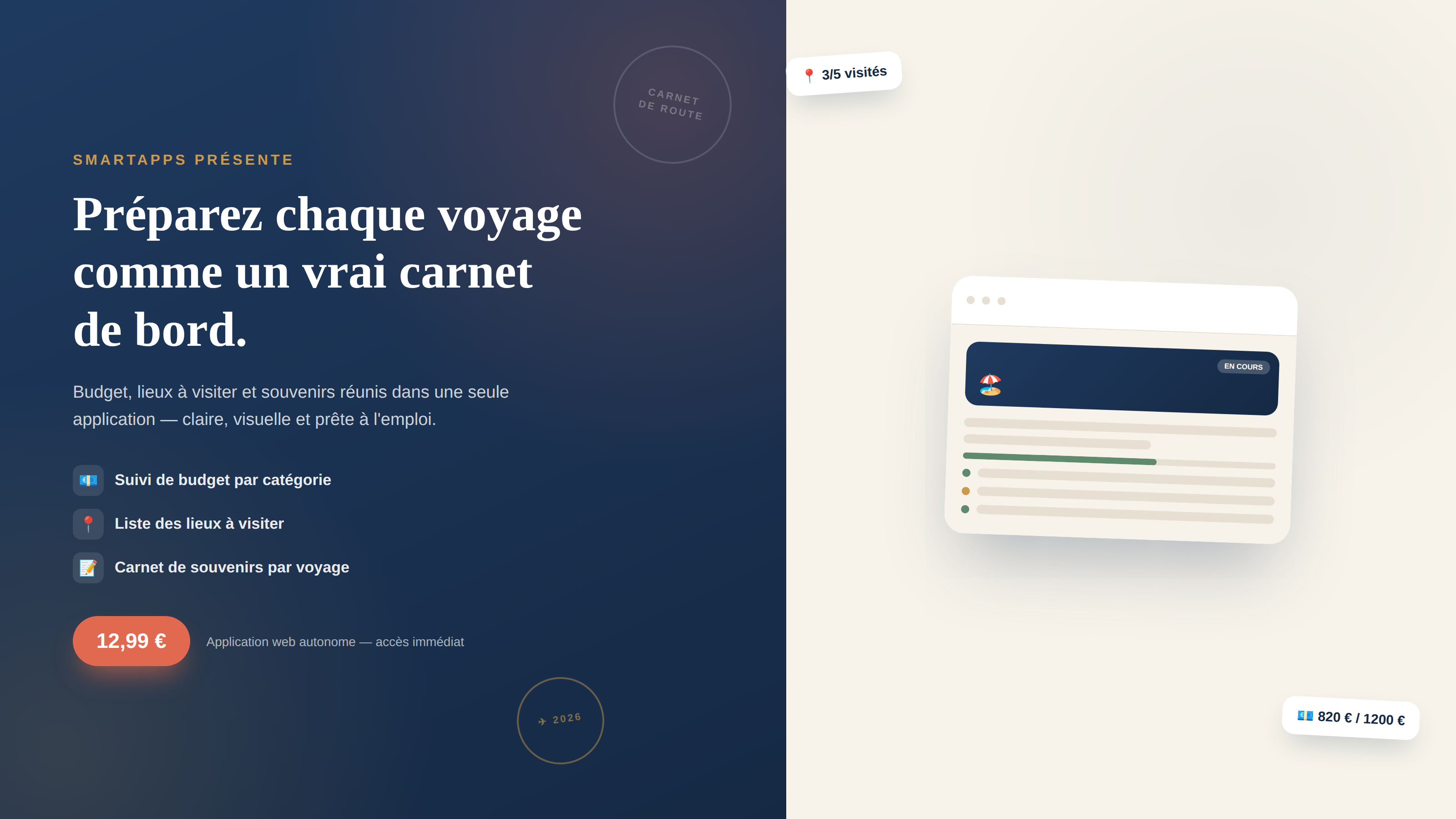 Apercu SmartTravel - Organisateur de voyages SmartApps